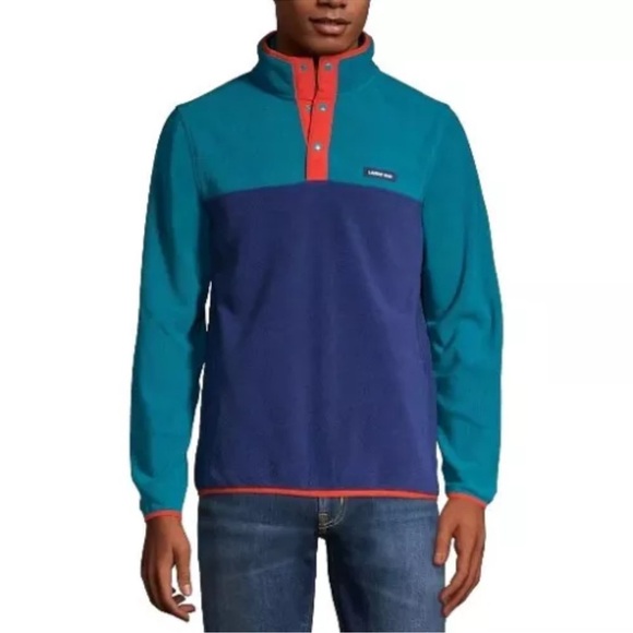 Lands' End Long Sleeve Polar Blue Fleece Pullover Men's Sz XL - Picture 1 of 7